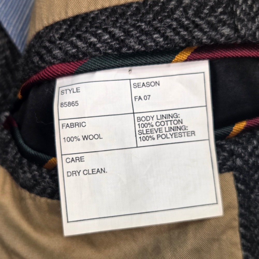 Vtg J.Crew Yorkshire Tweed Herringbone Sport Coat Blazer Mens 42L Grey Ludlow - Picture 5 of 12